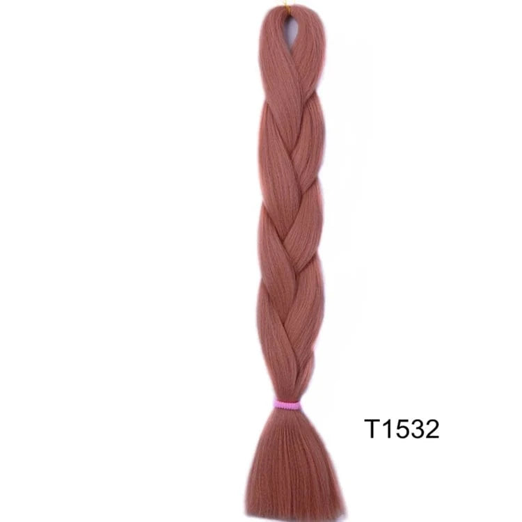 24 Inches / T1532 Jumbo Braids 24inch Crochet Braid Synthetic Braiding Hair Extension for Women 10 Packs Brown Blonde Pink Blue Soft Texture