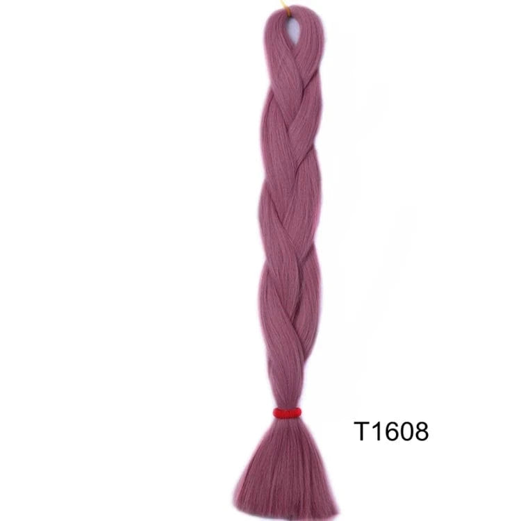 24 Inches / T1608 Jumbo Braids 24inch Crochet Braid Synthetic Braiding Hair Extension for Women 10 Packs Brown Blonde Pink Blue Soft Texture