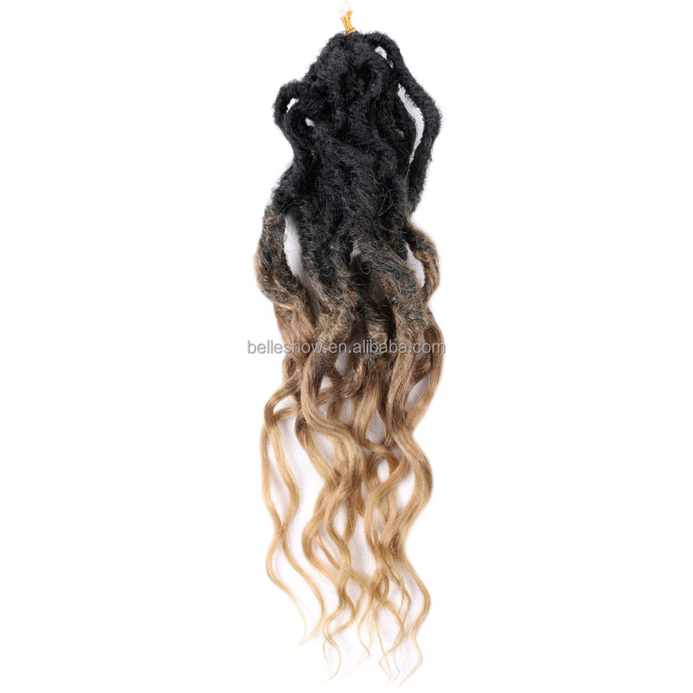 24 Inches / T27 Ombre Brown Synthetic Crochet Braids Hair Passion Twist River Goddess Braiding Hair Extension Queen Faux Locs With Curly Hair