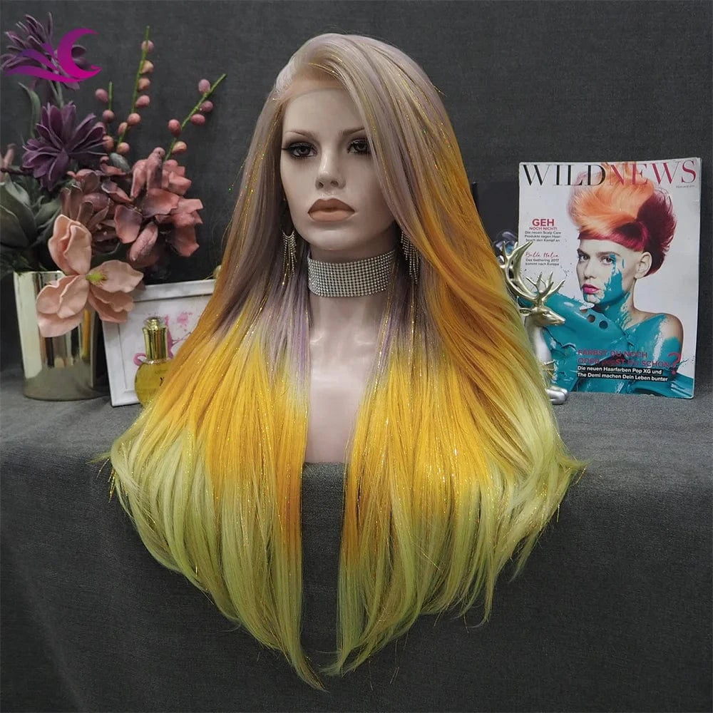 24 Inches / Tinsel-2114 EPL Wholesale Colorful Pre-Plucked Heat Resistant Premium Fiber Futura Synthetic Hair Wigs