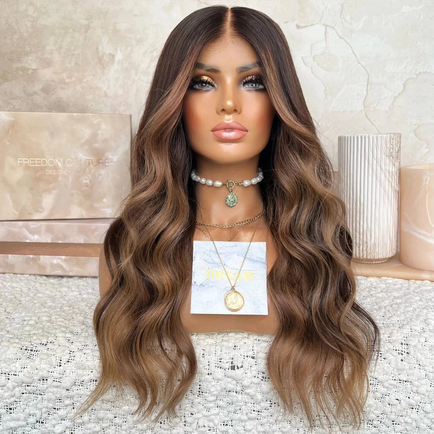 24 Inches / Wig 5 Freedom Quality Wig 150% Density #4 Brown Balayage Color Body Wave 100% Virgin Remy Cuticle Aligned Human Hair Lace Front Wigs