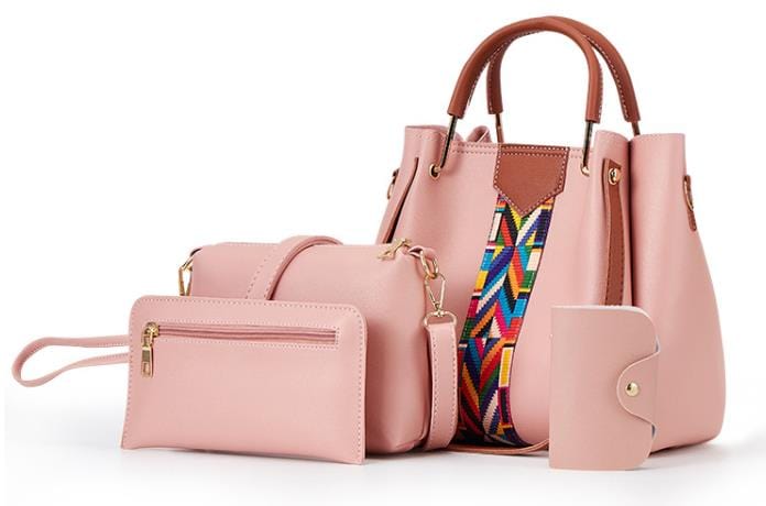 25*14*25cm / Pink Trending PU Leather Large Ladies Purse and Handbags Custom Logo Women Tote Hand Bags Set