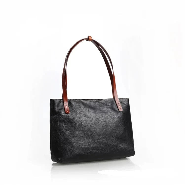 25*38*28cm / Black Genuine Leather Handbag Lager Storage Shoulder Straps Bag Tote Bag For Women