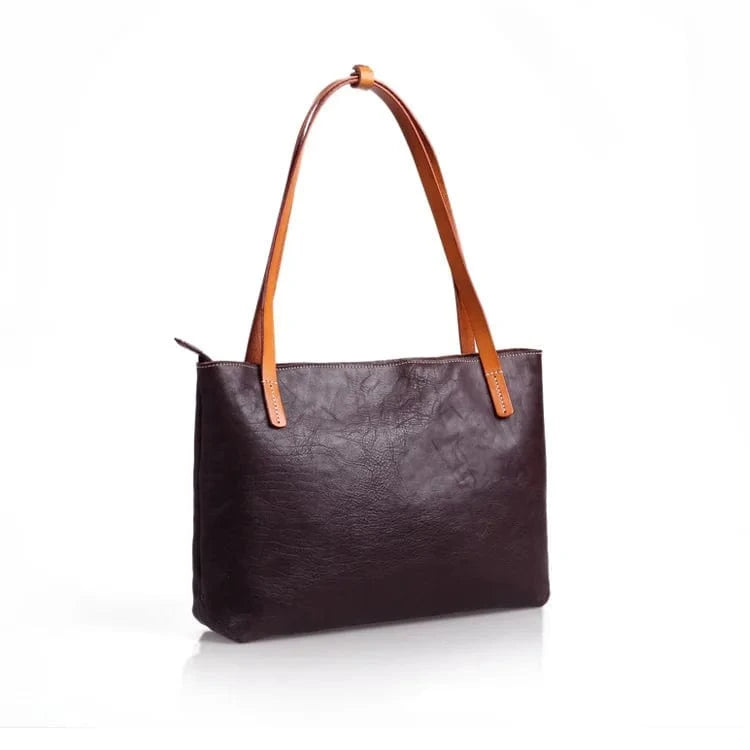 25*38*28cm / coffee Genuine Leather Handbag Lager Storage Shoulder Straps Bag Tote Bag For Women