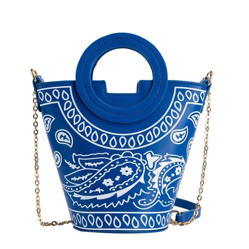 25X21X13CM / Royal High Quality PU Leather Crossbody Bandana Bag Luxury Handbags for Girl Bucket Bag Women Ladies Designer Bandana Purse