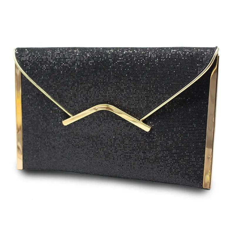 26*6*11cm / black New European And American Fashion Large-capacity Flashing Material Spot Female Shiny Grain Clutch Dinner Evening  Bag