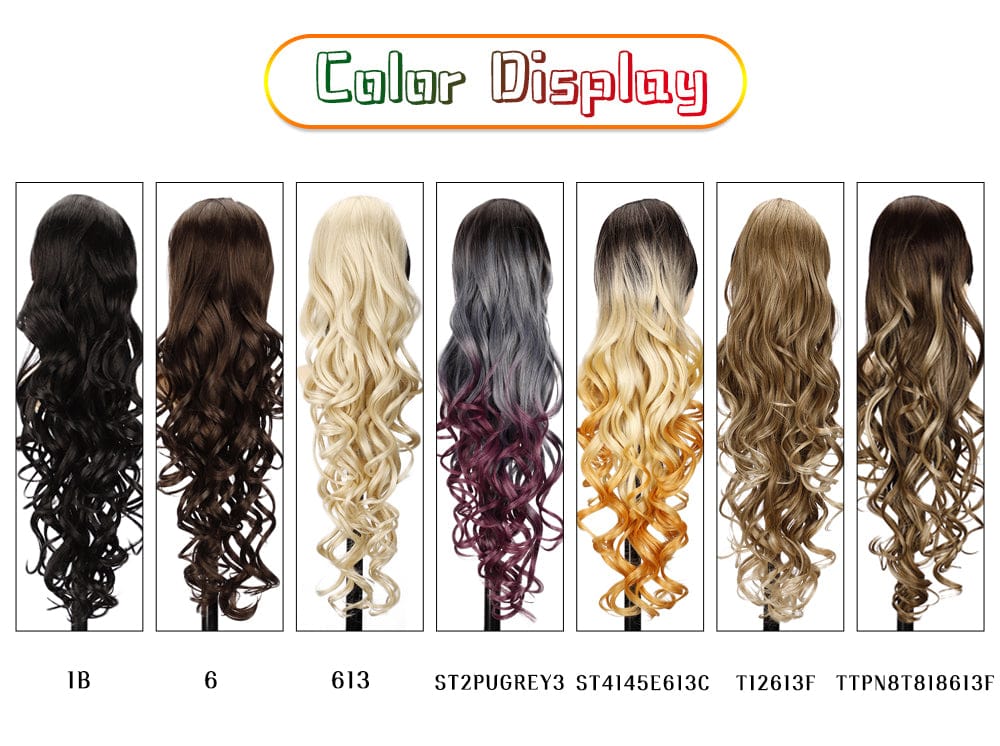 26 Inch Synthetic Claw Clip On Ponytail Hair Extensions Hairpiece Loose Wavy Clip In Hair Extensions Heat Resistant Ponytail