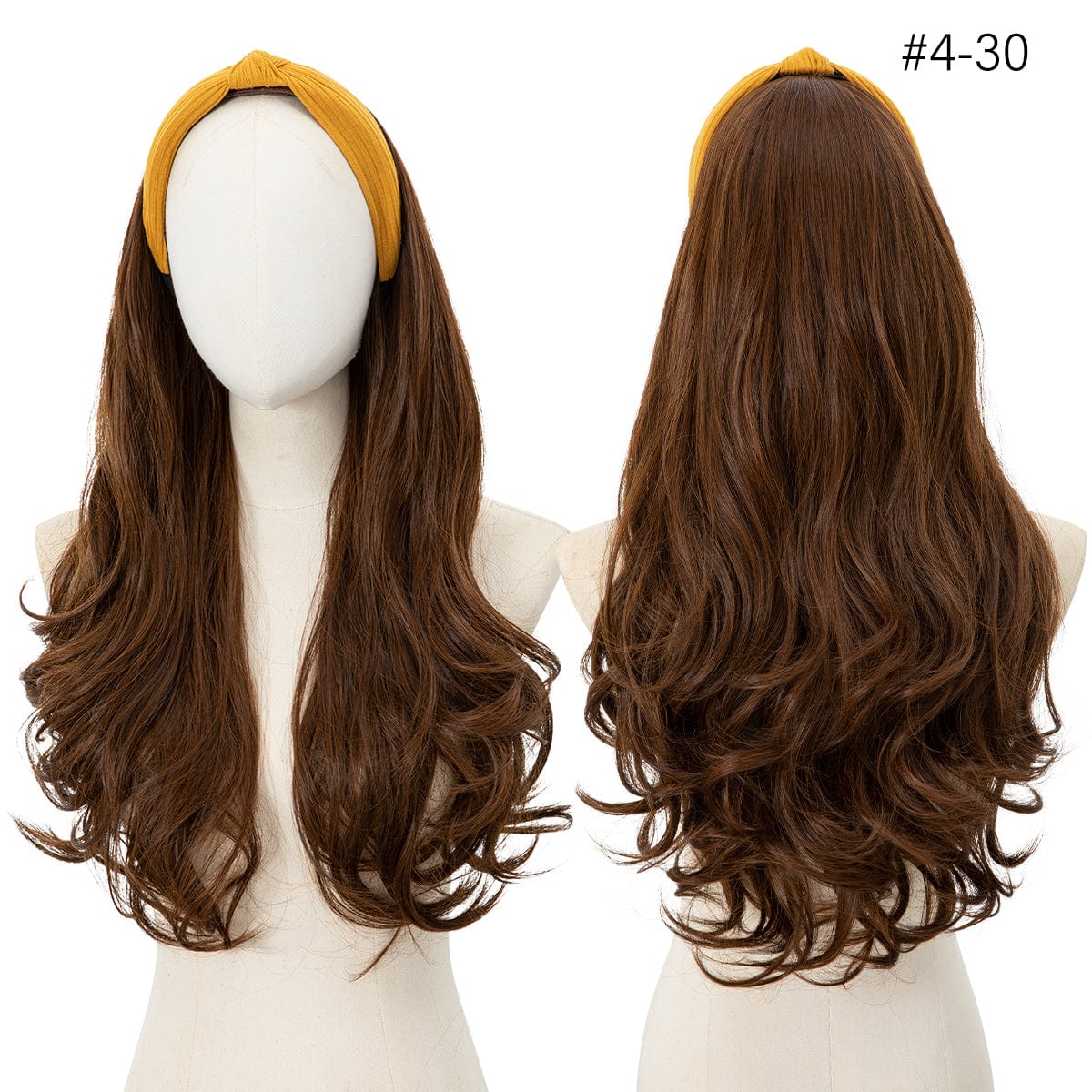 26 Inches / 4/30 SARLA Synthetic Curly Ombre Elastic Hairband Wigs With Headband Attached Colored Long Pixie Headband Wig Girl Headband Bow