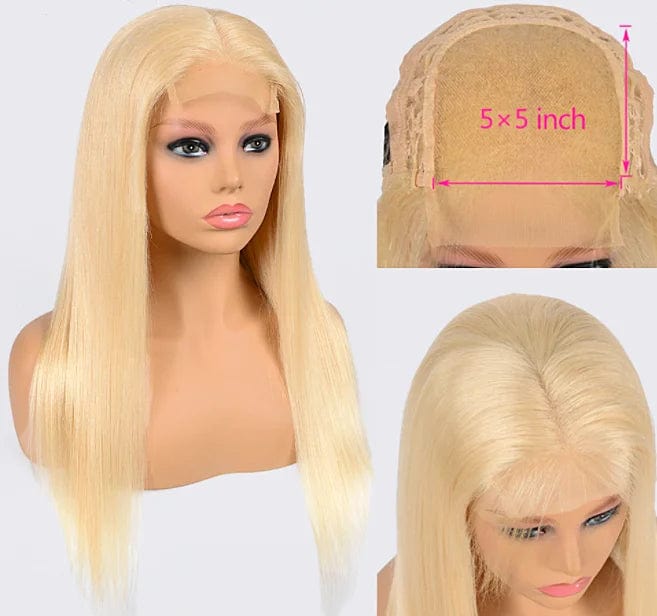 26 Inches / 5*5 hd wig Hot sale 130% 150% Density 100% raw human one donor hair 613 Blonde Transparent full Lace Wig