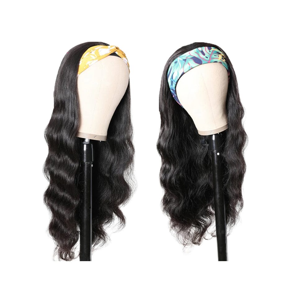 26 Inches / Body Wave New product turban wig European and American wig African fashion black hand-rolled headband wig factory wholesale