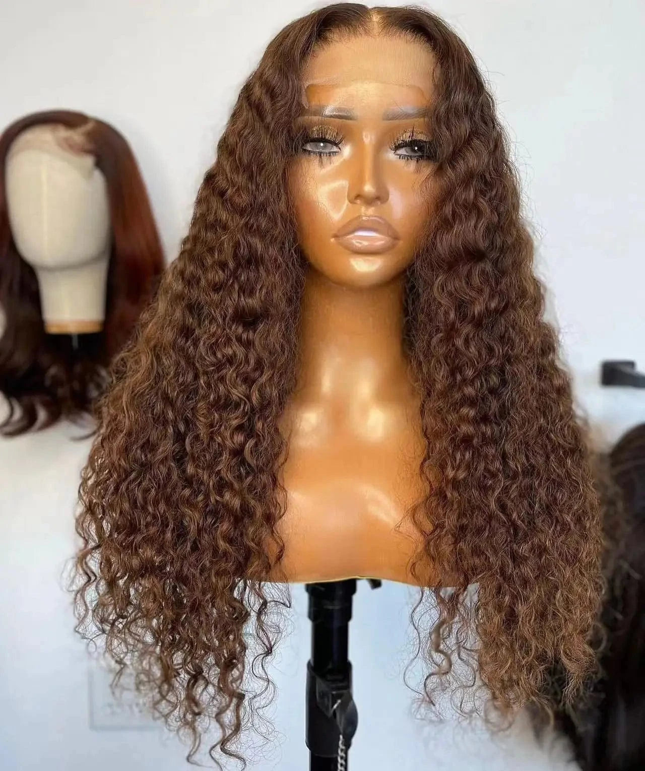 26 Inches / Color 4 13x4 Highlight Curly Human Hair Wigs Glueless Honey Blonde Transparent HD Lace Front Wigs Double Drawn Brazilian Hair Wigs 150%