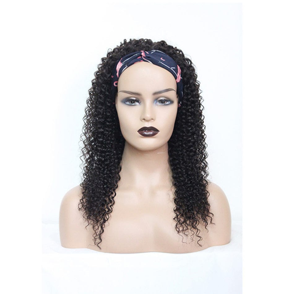 26 Inches / Deep Curly New product turban wig European and American wig African fashion black hand-rolled headband wig factory wholesale
