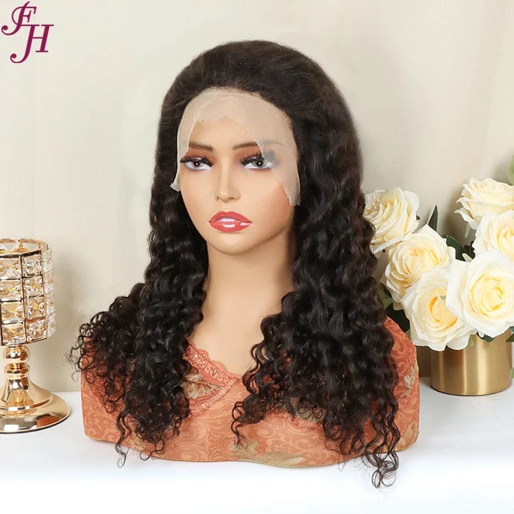 26 Inches / Deep wave FH ready to ship 13*4 transparent lace front cuticle aligned virgin straight human hair wig for black women