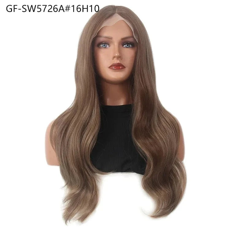 26 Inches / GF-SW5726A#16H10 China Wholesale Average Size High Density Synthetic Hair With 200 HD Lace Front Wig