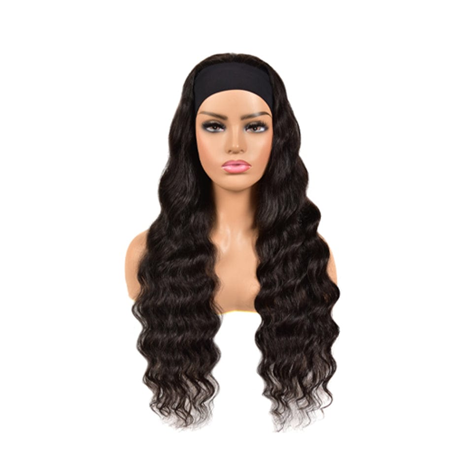 26 Inches / Loose Wave New product turban wig European and American wig African fashion black hand-rolled headband wig factory wholesale