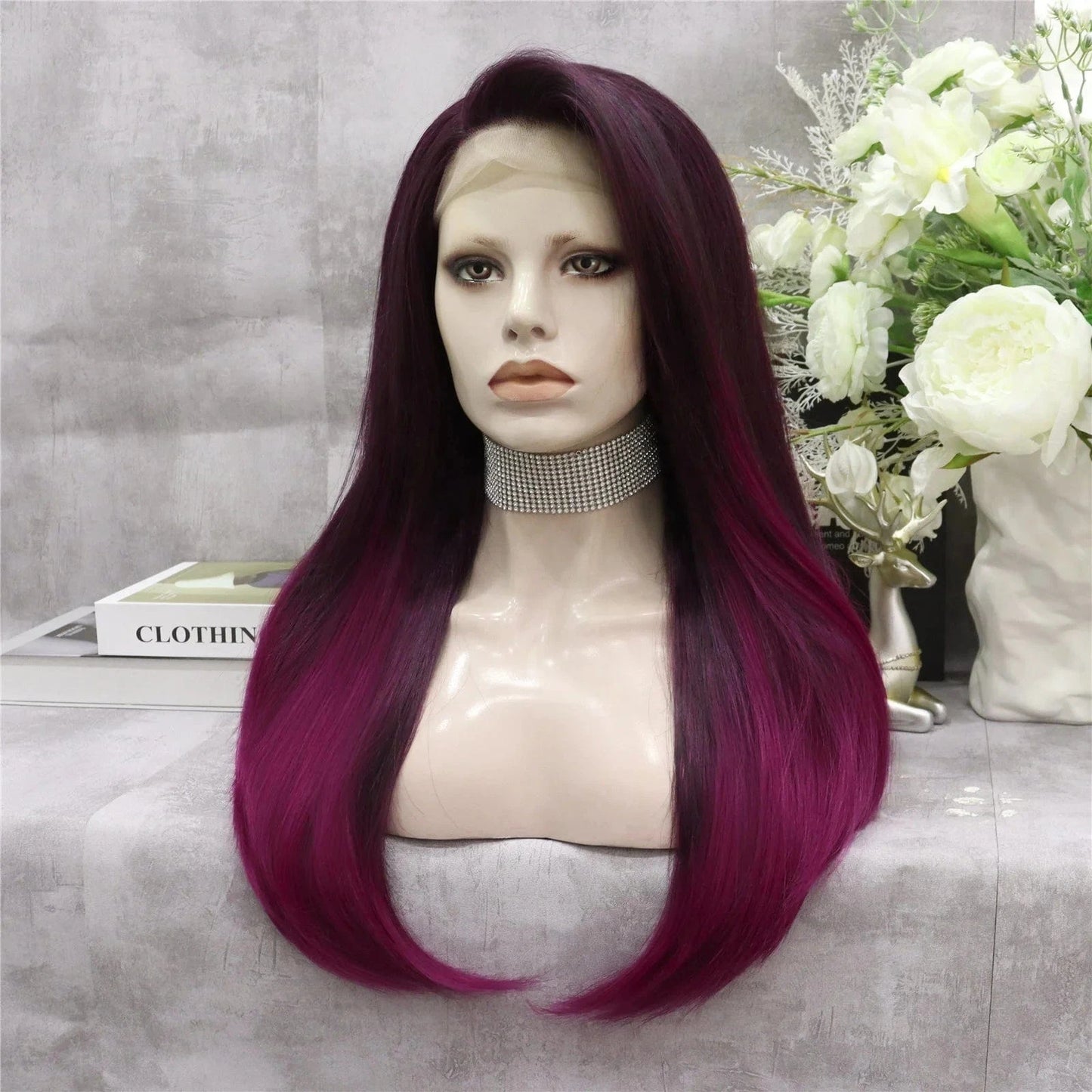 26 Inches / N2-PT4/BURG2 Celebrity 150% Density Synthetic Hair With Natural Hairline Wholesale Lace Front Wig