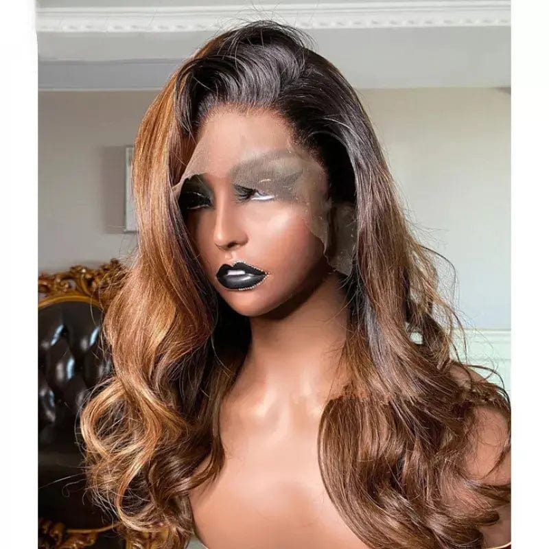 26 Inches / Natural Color Ombre Medium Golden Brown New Design Natural Color Ombre Medium Golden Brown Loose Wave Lace Raw Human Hair Cuticle Aligned Lace Front Wigs