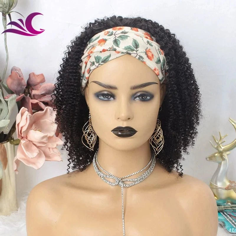 26 Inches / natural color Wholesale Kinky Straight Mink Brazilian Cuticle Aligned Human Hair Glueless Headband Wig for Black Women