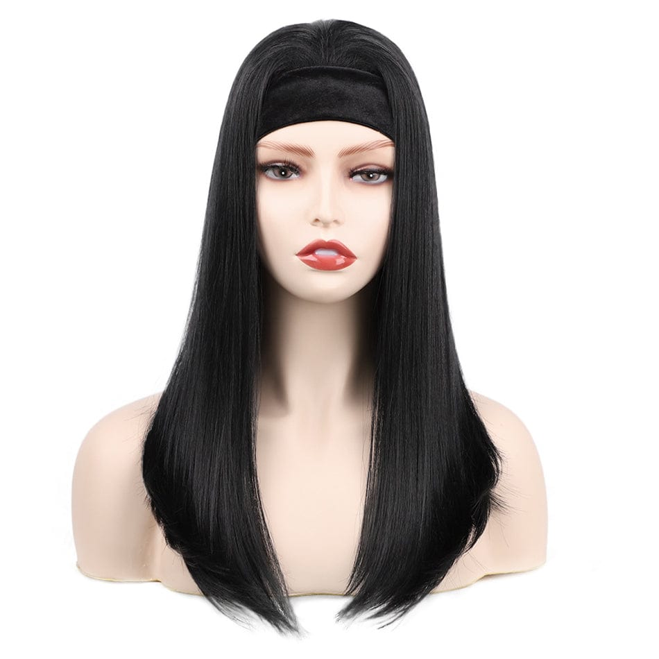 26 Inches / Natural/Silky Straight New product turban wig European and American wig African fashion black hand-rolled headband wig factory wholesale