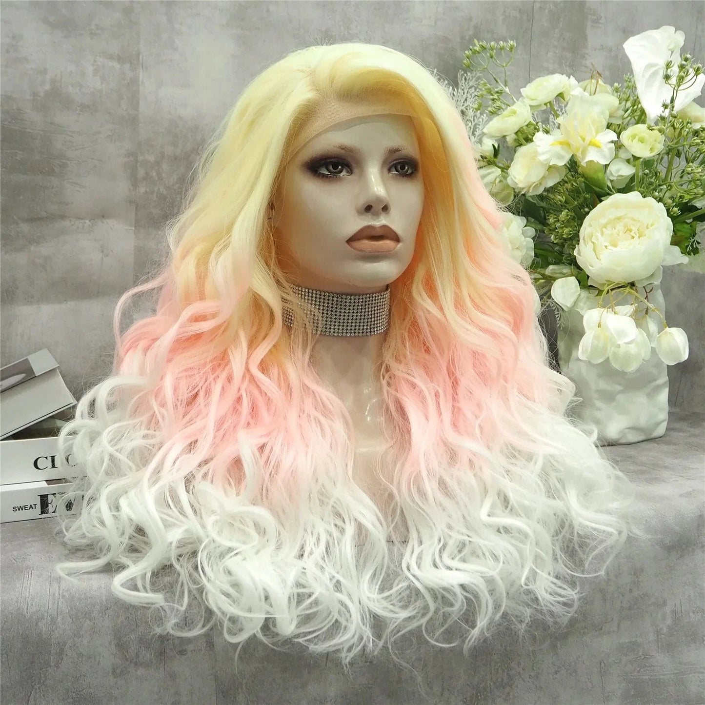 26 Inches / Noctilucent06-C208-GL Celebrity Wholesale curls Natural Wavy Long Heat Resistant Synthetic hair Wigs for Women glow in the dark wig