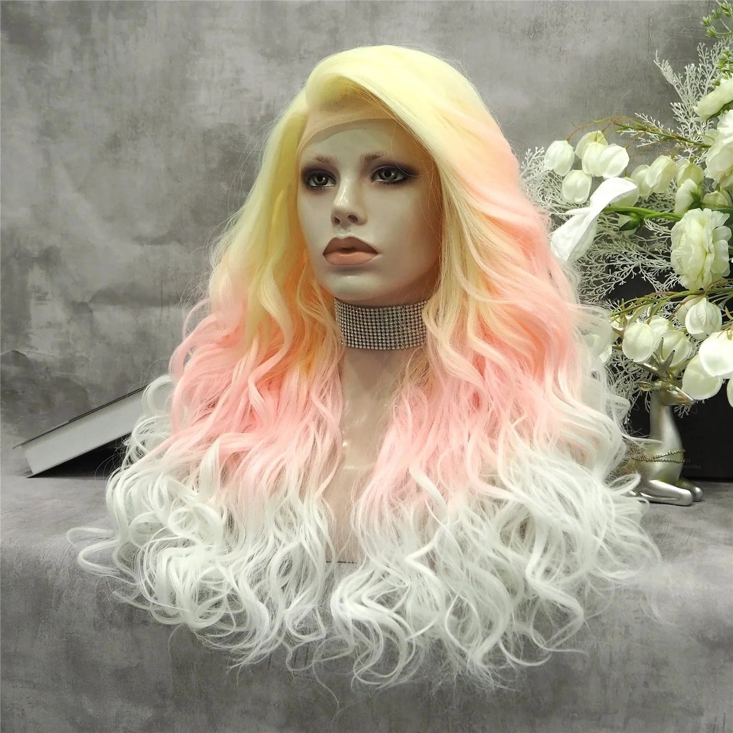 26 Inches / Noctilucent06-C208-GL Celebrity Wholesale curls Natural Wavy Long Heat Resistant Synthetic hair Wigs for Women glow in the dark wig