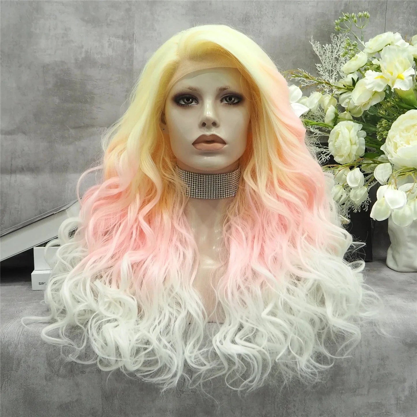 26 Inches / Noctilucent06-C208-GL Celebrity Wholesale curls Natural Wavy Long Heat Resistant Synthetic hair Wigs for Women glow in the dark wig