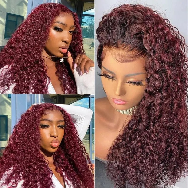 26 Inches / Orange Color 150% Density Burgundy Colored Kinky Curly Wigs