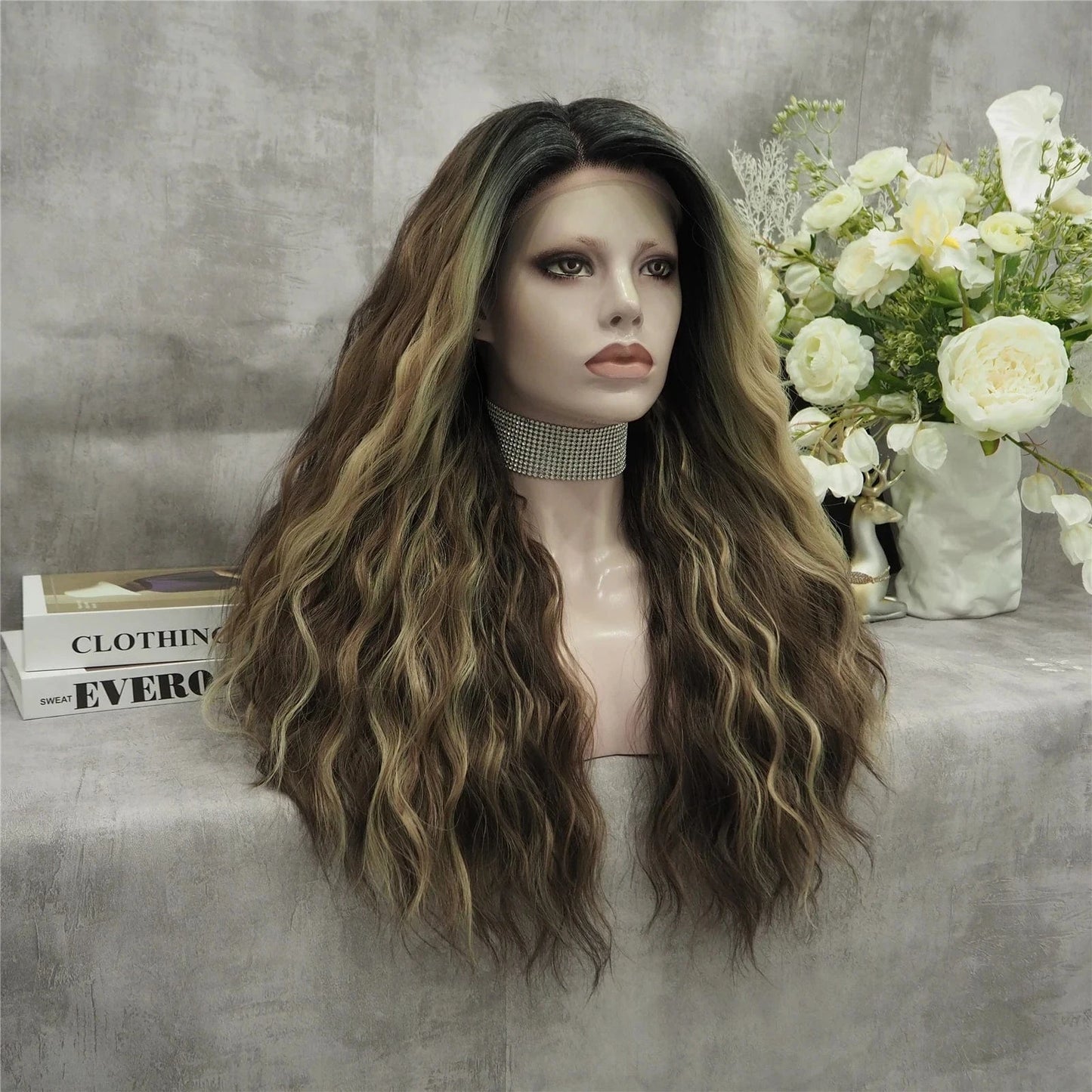 26 Inches / S-W88368-2005-GL Celebrity Wig Cosplay 13*3 Long Curl natural color Daily life Wearing matte fiber Synthetic Lace front Wigs
