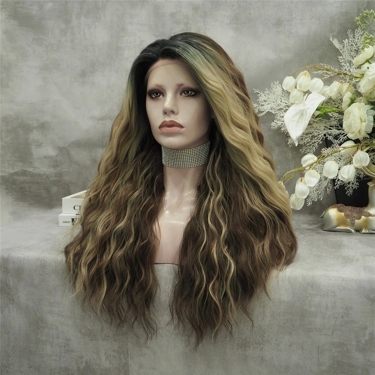 26 Inches / S-W88368-2005-GL Celebrity Wig Cosplay 13*3 Long Curl natural color Daily life Wearing matte fiber Synthetic Lace front Wigs