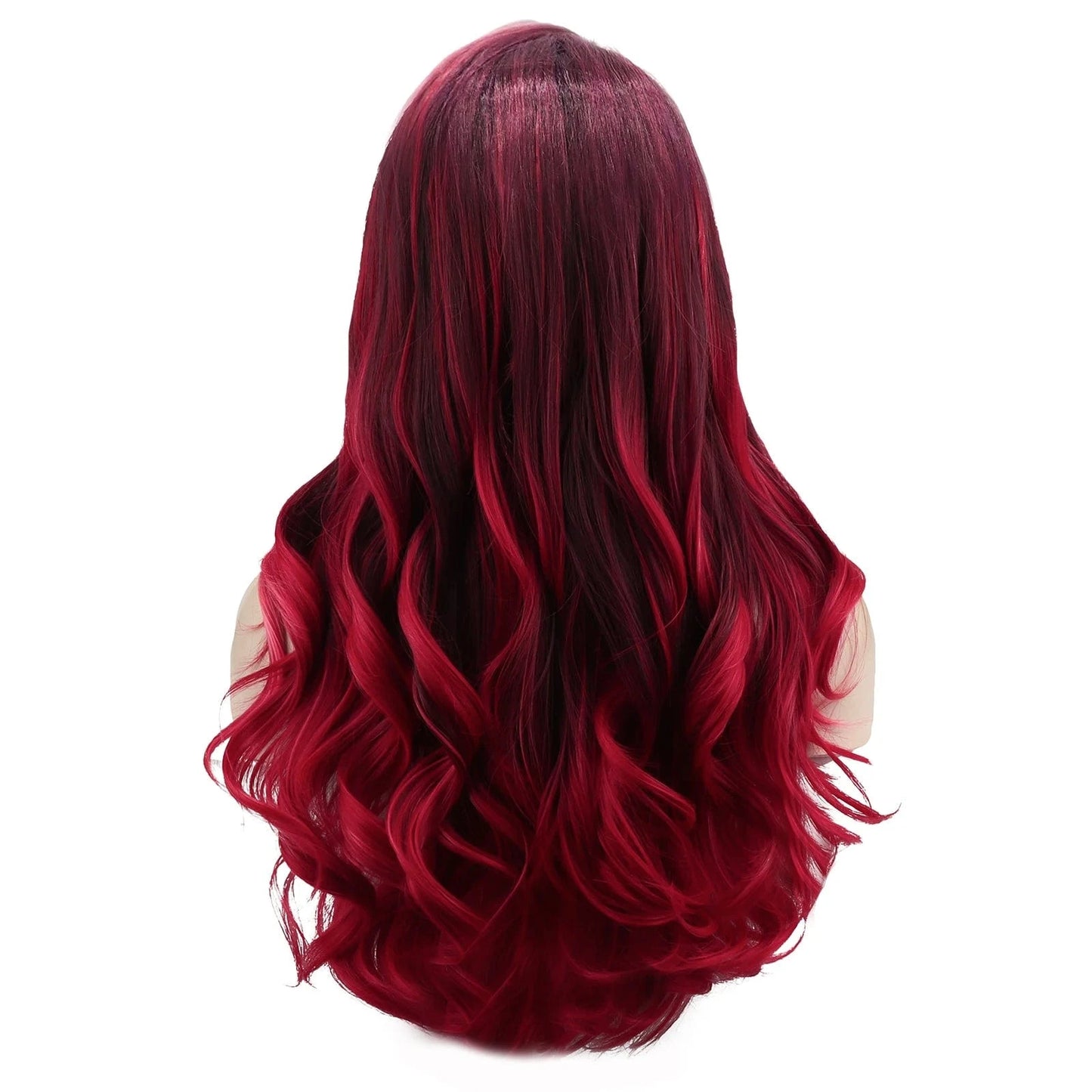 26 Inches / S1-2001-01-GL Celebrity Wig New Designed ombre red color Daily life Wearing futura Matte fiber Synthetic Lace front Wigs