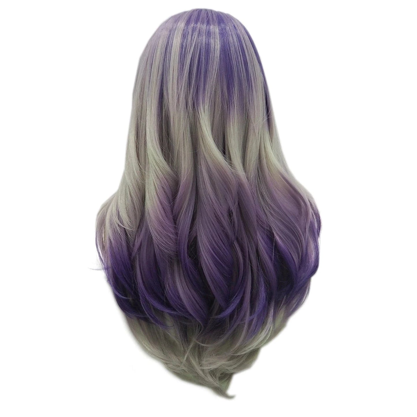 26 Inches / S24-2121-GL Celebrity Wig New Designed ombre purple gray color Daily life Wearing futura Henlon fiber Synthetic Lace front Wigs