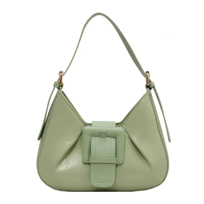 26x16x7cm / green Women Bags Vintage Shoulder Bag Brand Designer Underarm Bags Lady's Clutch PU Leather Hobos Square Buckle Handbag Bolso Feminina