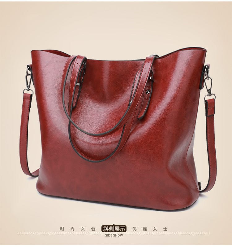27*33*13cm / Red JANHE sac a main bolsa feminina carteras Women Elegant Ladies Big Leather bucket Hand Bags Tote Bag Large Purses And Handbags
