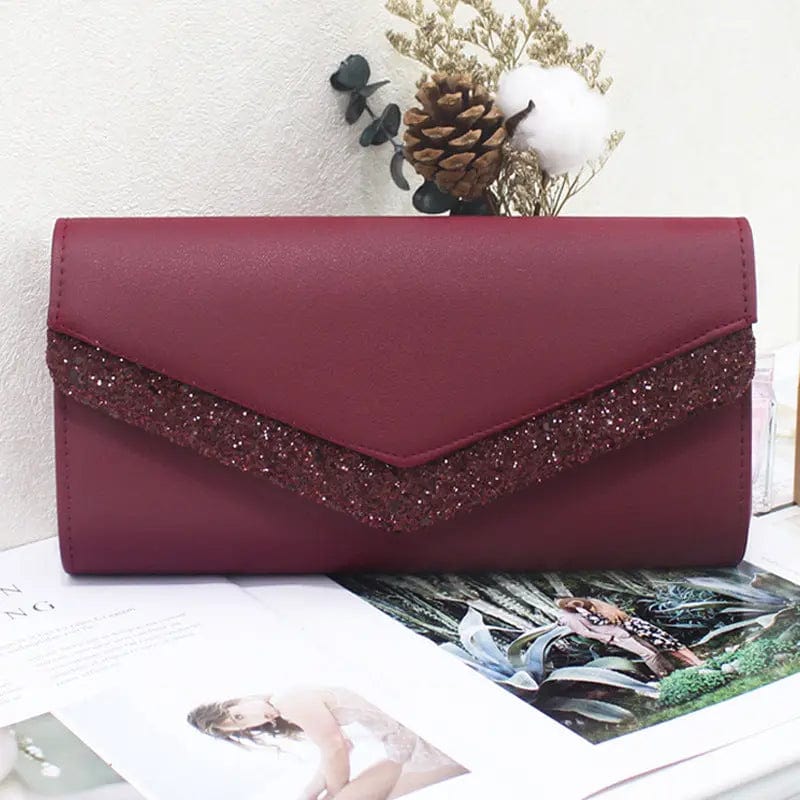 27*6*14cm / Red 2022 New Fashion European And American Sequined Ladies Clutch Pu High Quality Ladies Messenger Dinner Evening Bag