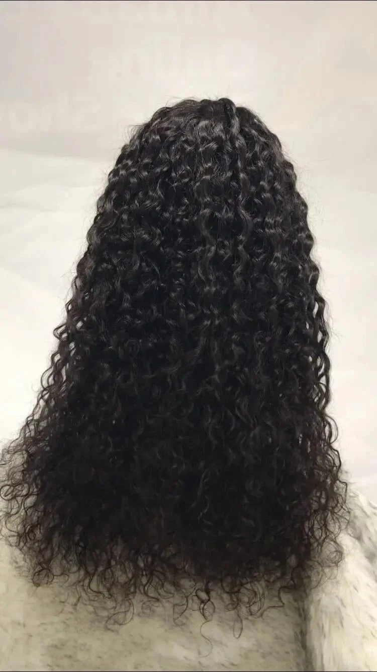 28 Inches / 13*4 lace water wave FH wholesale human raw hair natural black brazilian cuticle aligned virgin hair 13*4 lace front hair wig