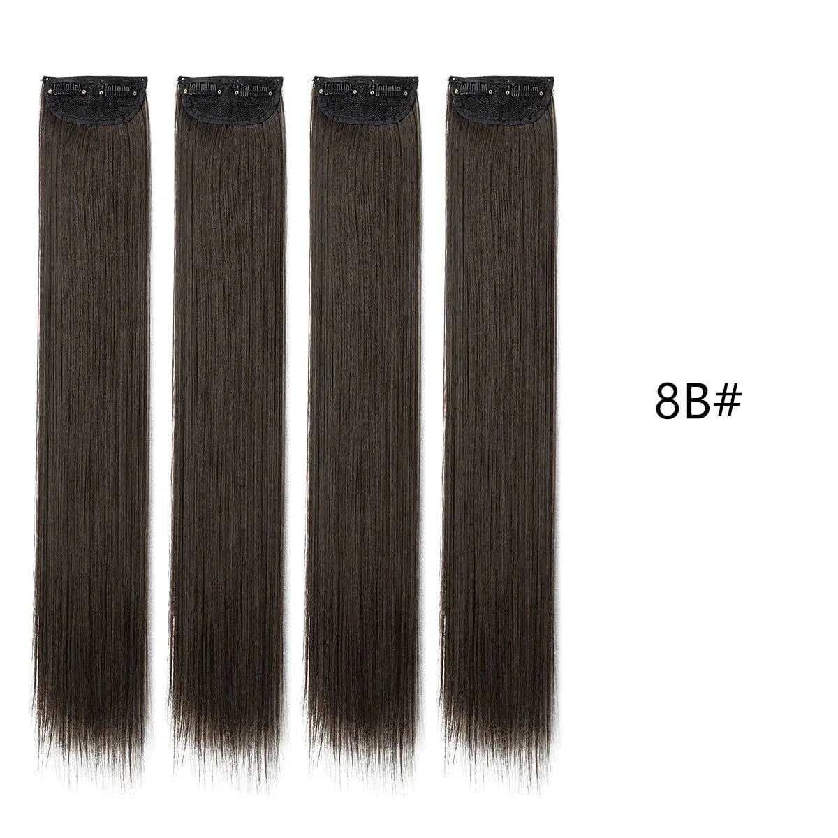28 Inches / 8B# Wholesale SARLA Cheap 20''24''28'' multiple colour Long Straight Synthetic Natural Clip in One Piece Hair Extension