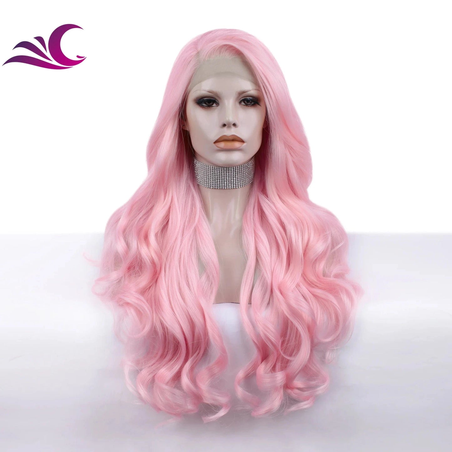 28 Inches / N5-3100B Celebrity pre-plucked natural hairline silver color lace front wig heat resistant fiber synthetic lace wig