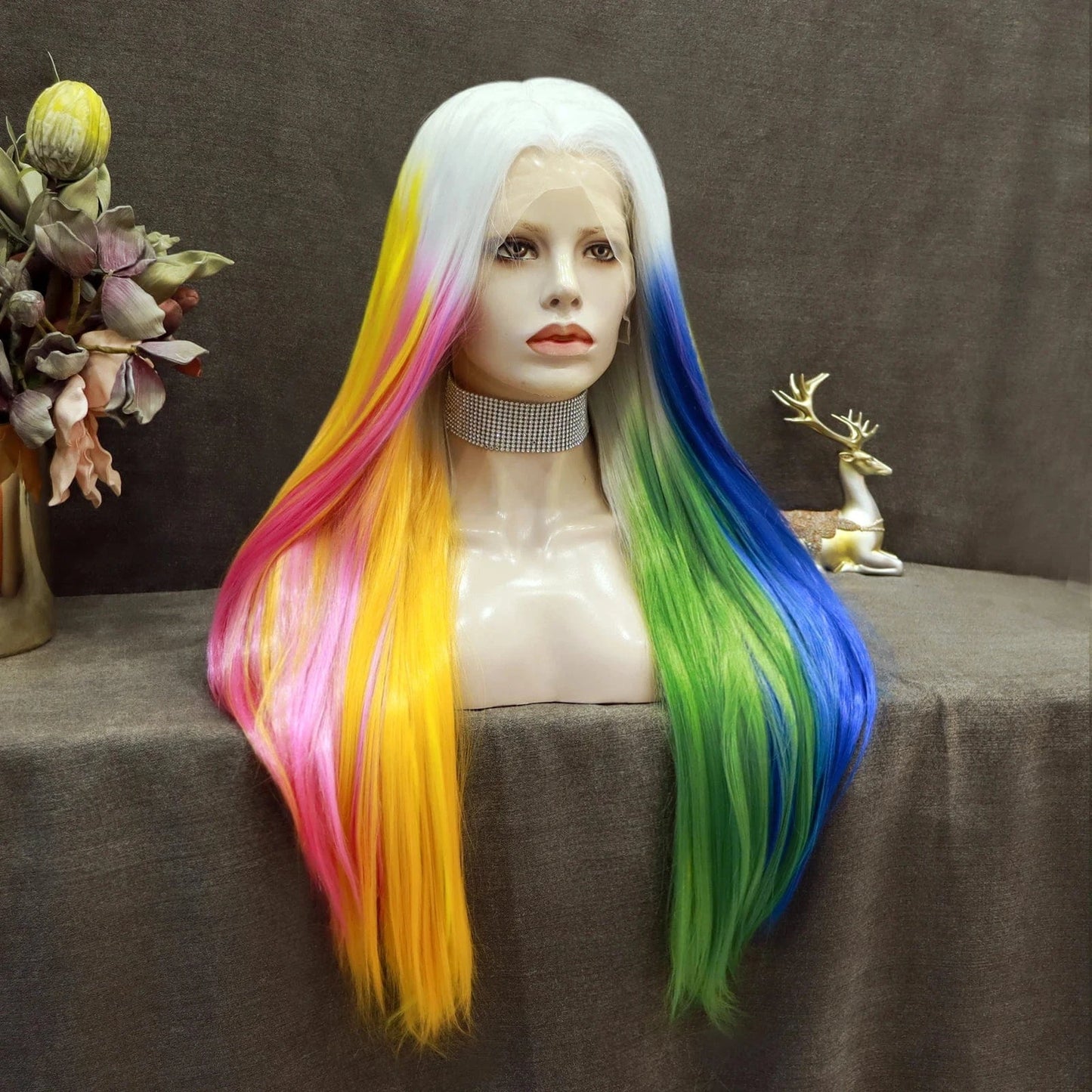 28 Inches / S32-2137-A-GL Celebrity Wig New Designed ombre natural color Daily life Wearing futura Henlon fiber Synthetic Lace front Wigs