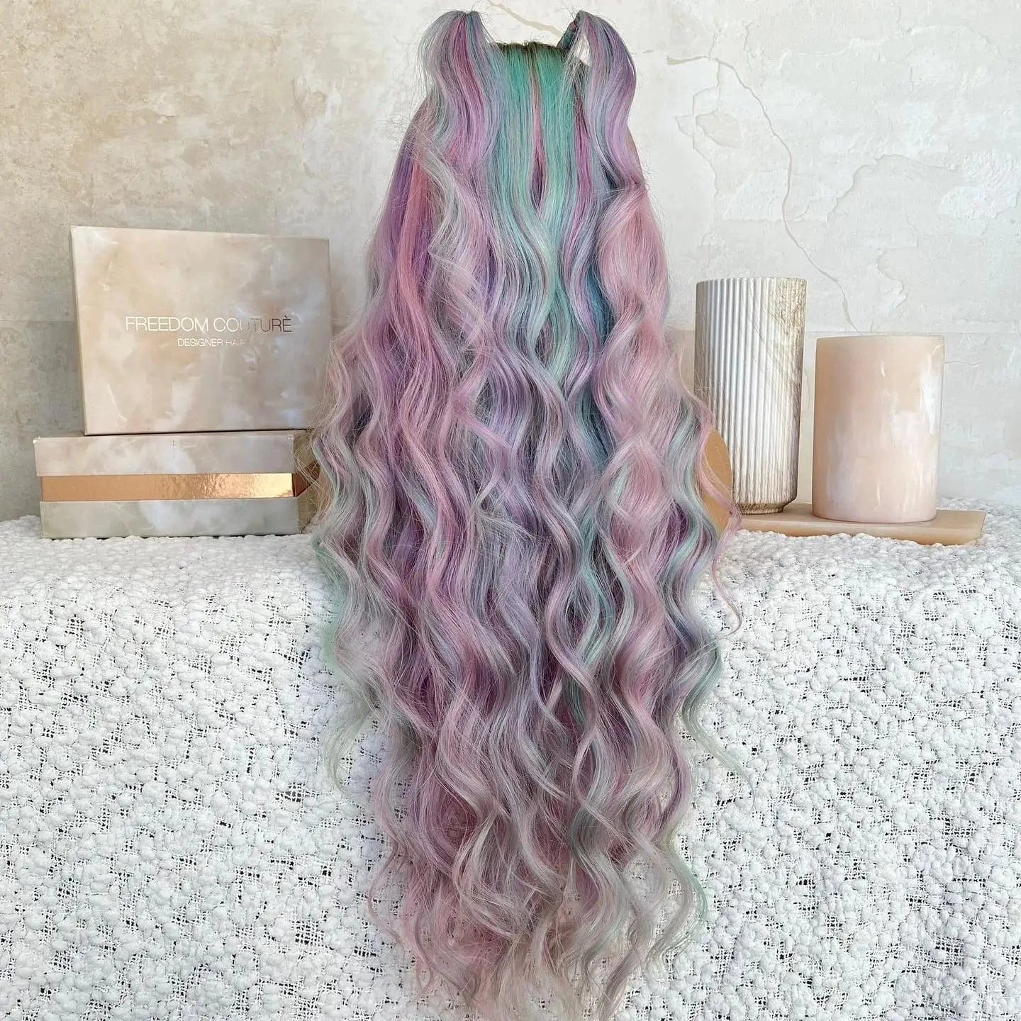 28 Inches / Style 1 Italian HD Lace Wigs Rainbow Color Human Hair Long Length Cuticle Aligned 13x4 Women Wig Balayage European Hair Double Drawn
