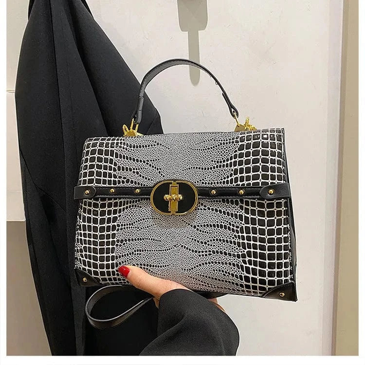 28x20x11cm / Black Brand retro Crocodile women's handbag 2023 new European and American Alligator business bag Luxury large capacity Tote bag