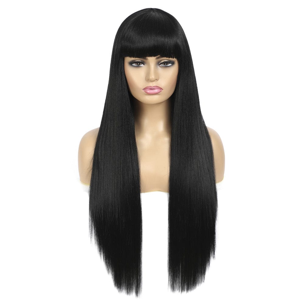 29 Inches / 1# X-TRESS NEW Factory Price 29 Inch Long Straight Hair Lace Front Wig With Bangs Heat Resistant Synthetic Wigs For Black Women