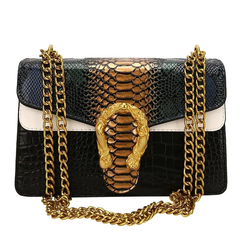 29x9x16cm / 0761 Green Gold New Colored Shoulder Bag Premium small bag Fashion Versatile Trendy Women's Chain Crossbody Bag Advanced Snake Pattern Handbag