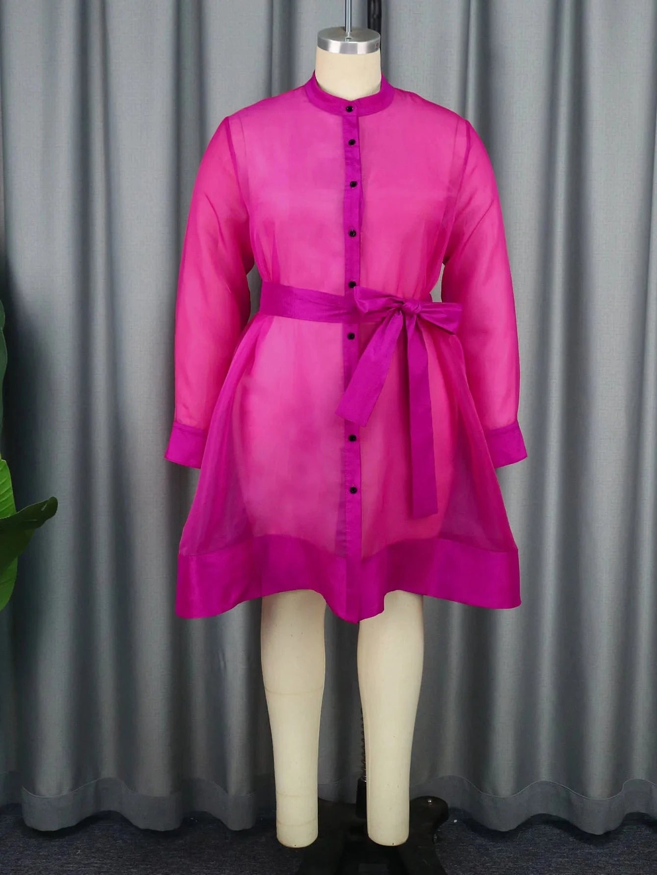 2XL / Rose AOMEI Waist Belt Transparent Beachwear Sexy Women Club Dresses Plus Size