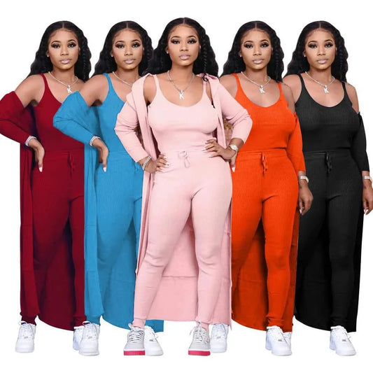 3 Piece Cardigan Autumn Set Womens Clothing Two Piece Fashion 2 Piece Jogger Outfit Women Pant Sets Casual 3pc Fall Set Woman
