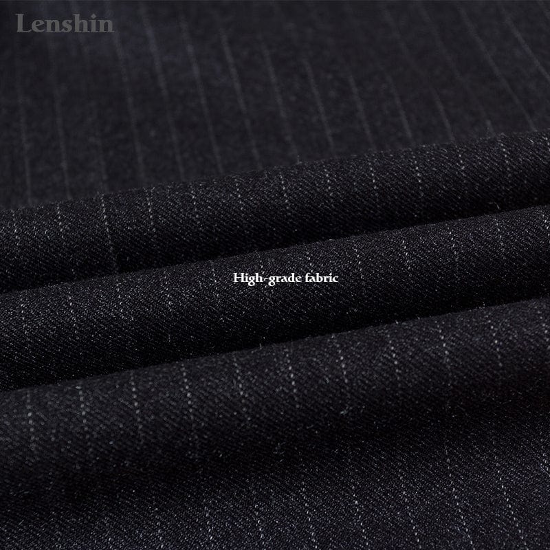 3 Pieces Set High-Quality Black Soft Striped Pant Suits Office Lady Business Uniform Style Women Formal Work Wear