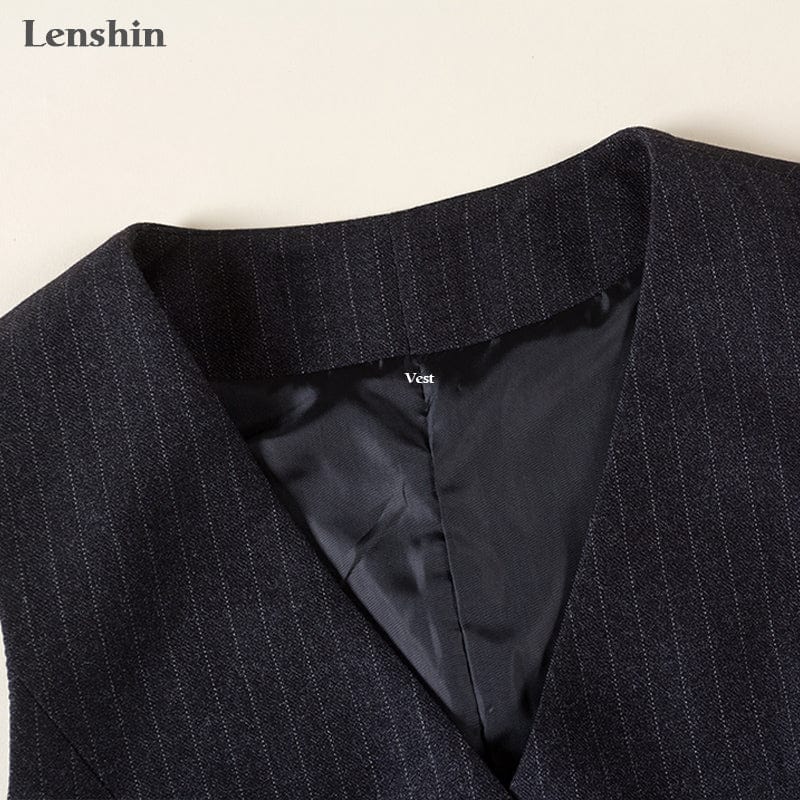 3 Pieces Set High-Quality Black Soft Striped Pant Suits Office Lady Business Uniform Style Women Formal Work Wear
