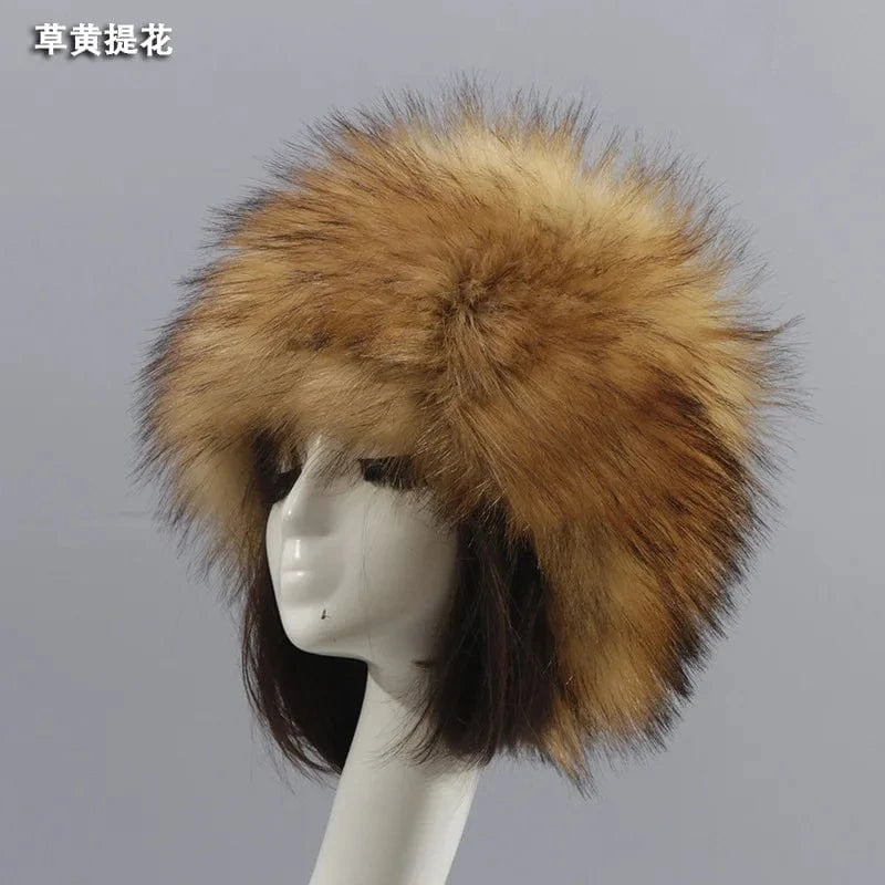 3 Raccoon Fur High Quality Style Faux Fur Warm Hats With Tail Hat Women Winter Fur Hat