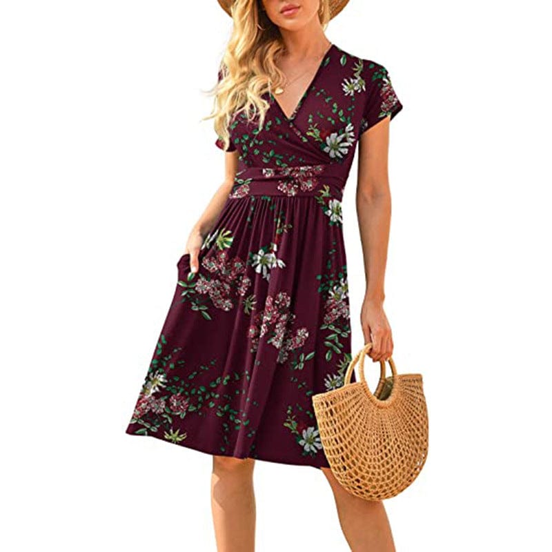 3 XL / #10 Dropshipping 2022 new print short sleeve dress off shoulder fashion element short sleeve casual dress
