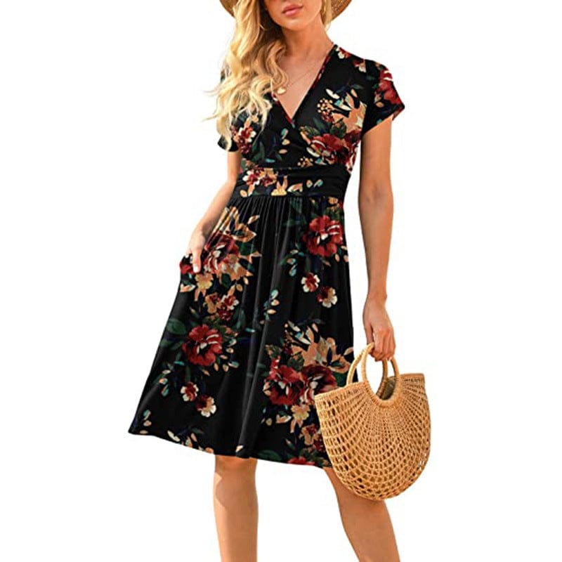 3 XL / #13 Dropshipping 2022 new print short sleeve dress off shoulder fashion element short sleeve casual dress