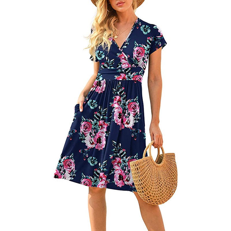 3 XL / #16 Dropshipping 2022 new print short sleeve dress off shoulder fashion element short sleeve casual dress